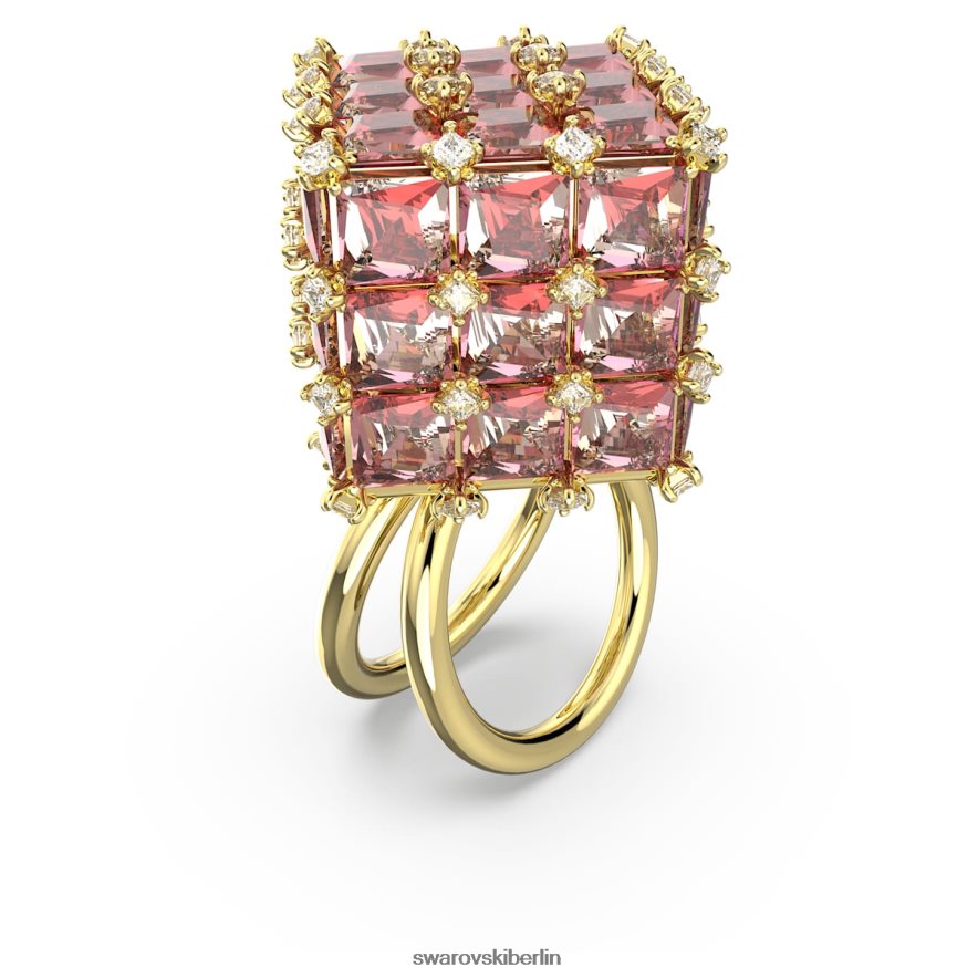Swarovski Curiosa-Cocktailring quadratischer Schnitt, orange, vergoldet Schmuck HLT4481061
