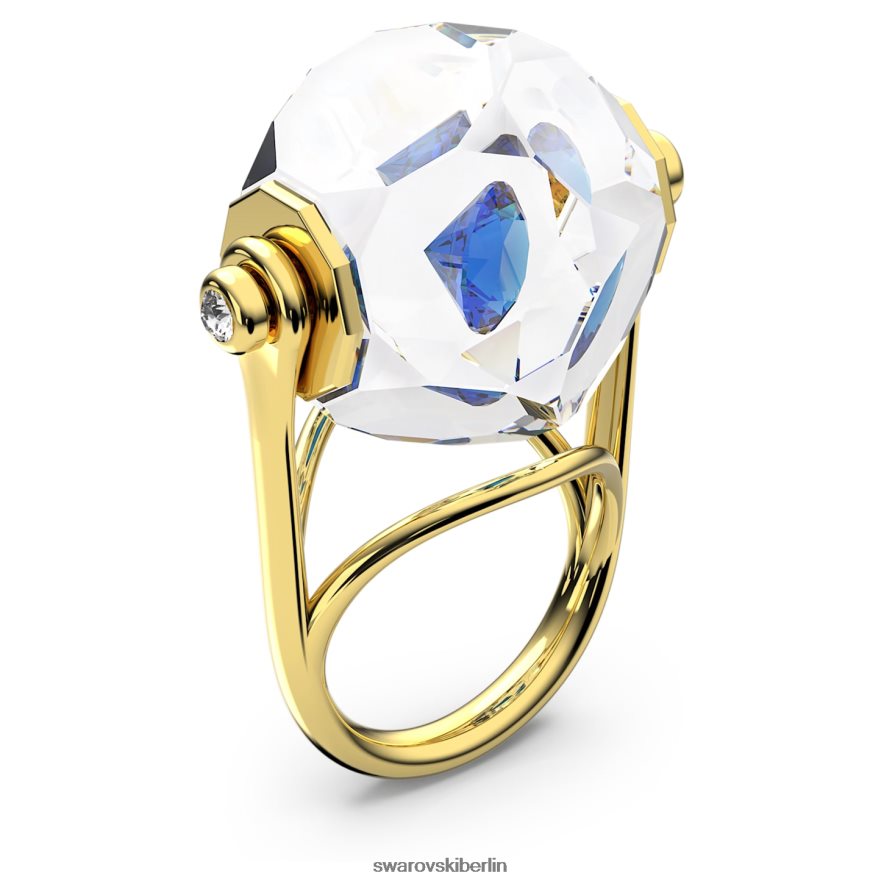 Swarovski Curiosa-Cocktailring schwebender Chaton, blau, vergoldet Schmuck HLT4481080