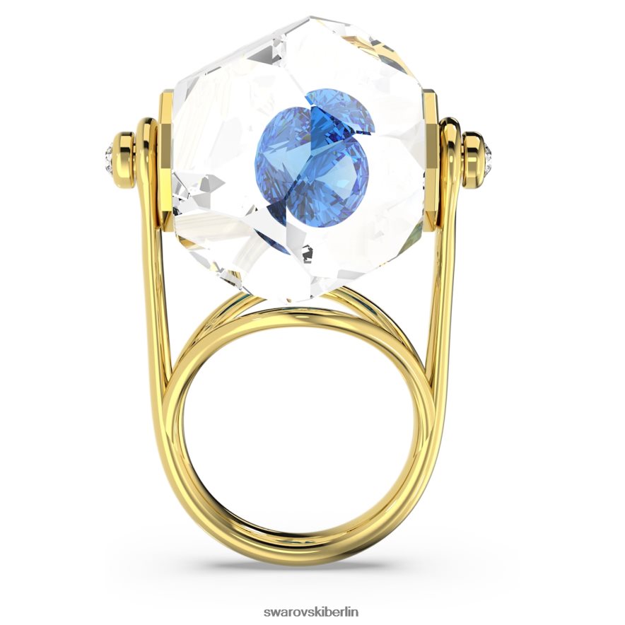 Swarovski Curiosa-Cocktailring schwebender Chaton, blau, vergoldet Schmuck HLT4481080
