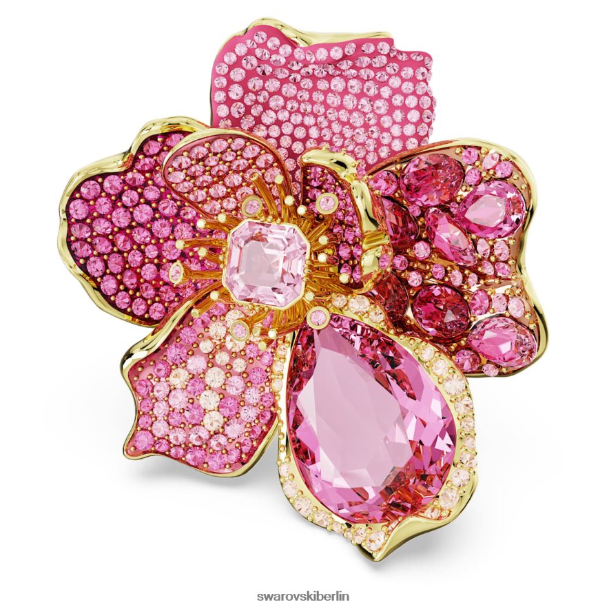 Swarovski Florere-Cocktailring Pavé, Blume, rosa, vergoldet Schmuck HLT4481022