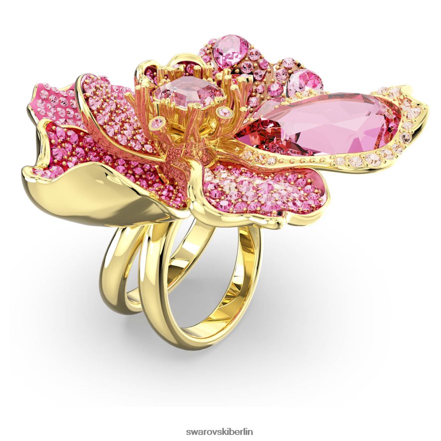 Swarovski Florere-Cocktailring Pavé, Blume, rosa, vergoldet Schmuck HLT4481022