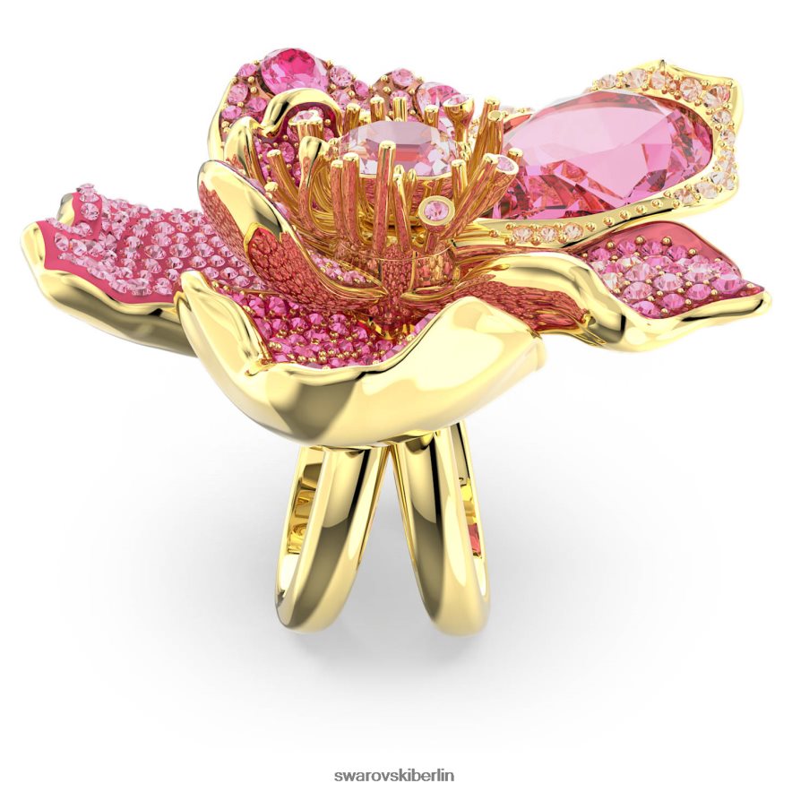 Swarovski Florere-Cocktailring Pavé, Blume, rosa, vergoldet Schmuck HLT4481022