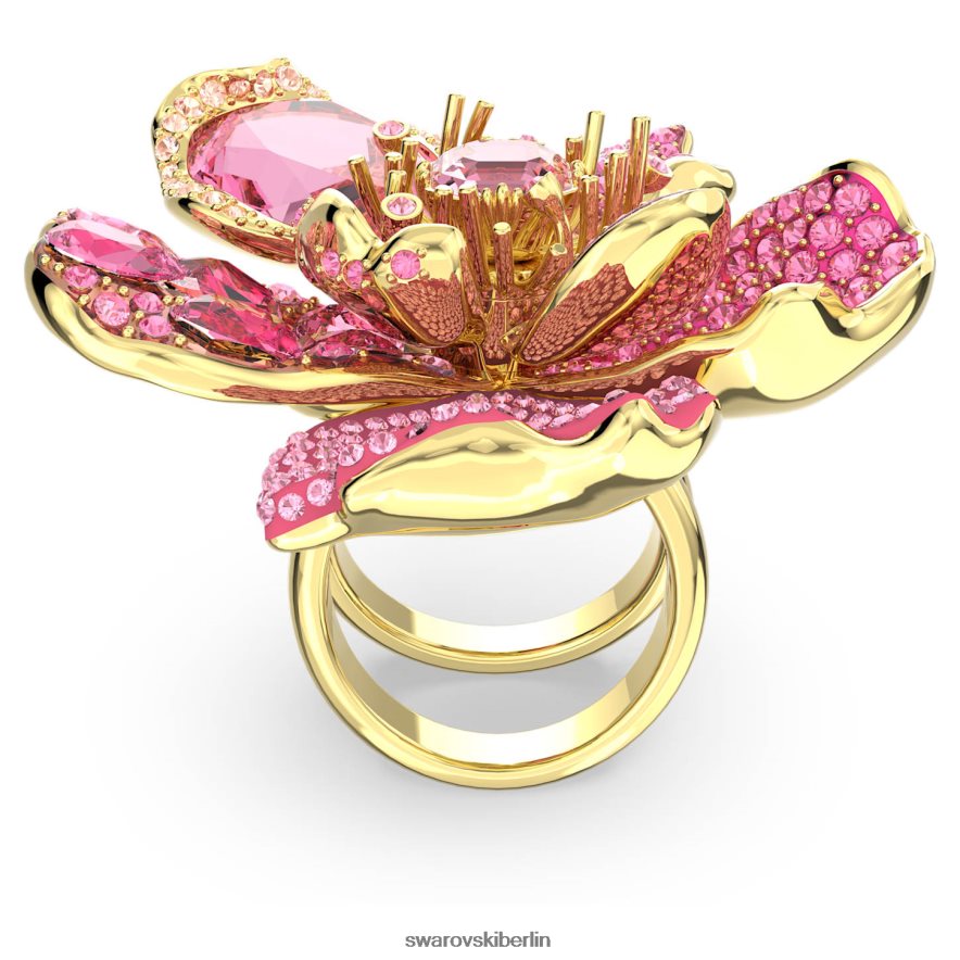 Swarovski Florere-Cocktailring Pavé, Blume, rosa, vergoldet Schmuck HLT4481022
