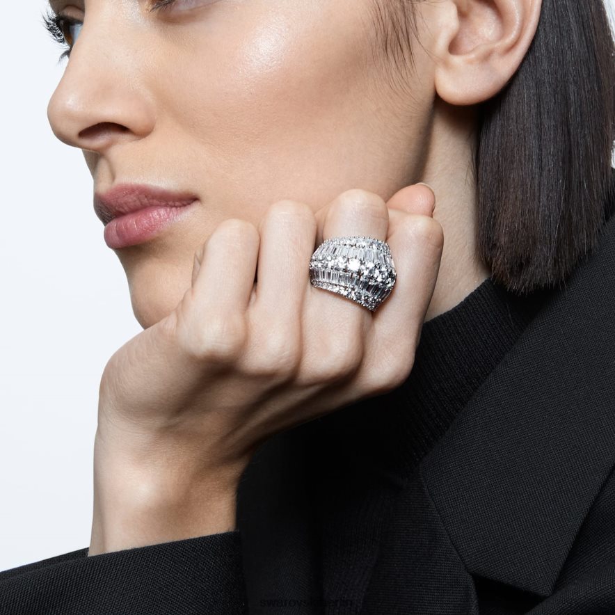 Swarovski Hyperbel-Cocktailring Mischschliffe, weiß, rhodiniert Schmuck HLT4481057
