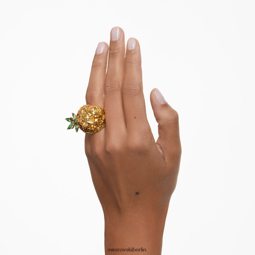 Swarovski Idyllischer Cocktailring Ananas, mehrfarbig, vergoldet Schmuck HLT4481026