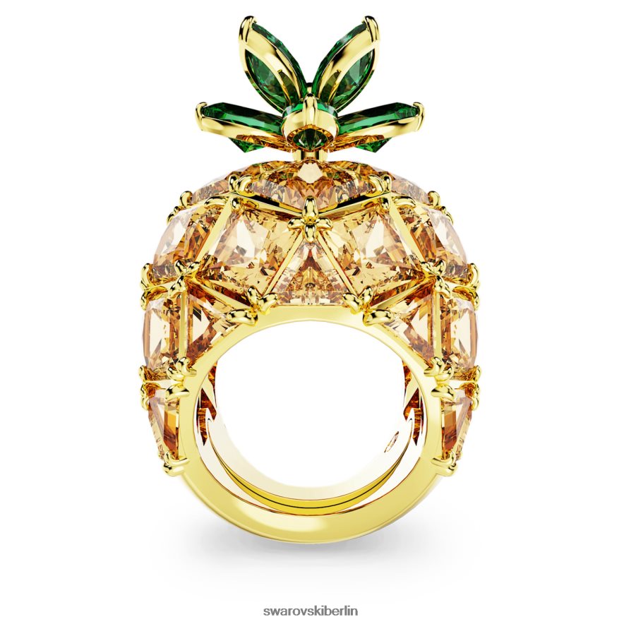 Swarovski Idyllischer Cocktailring Ananas, mehrfarbig, vergoldet Schmuck HLT4481026