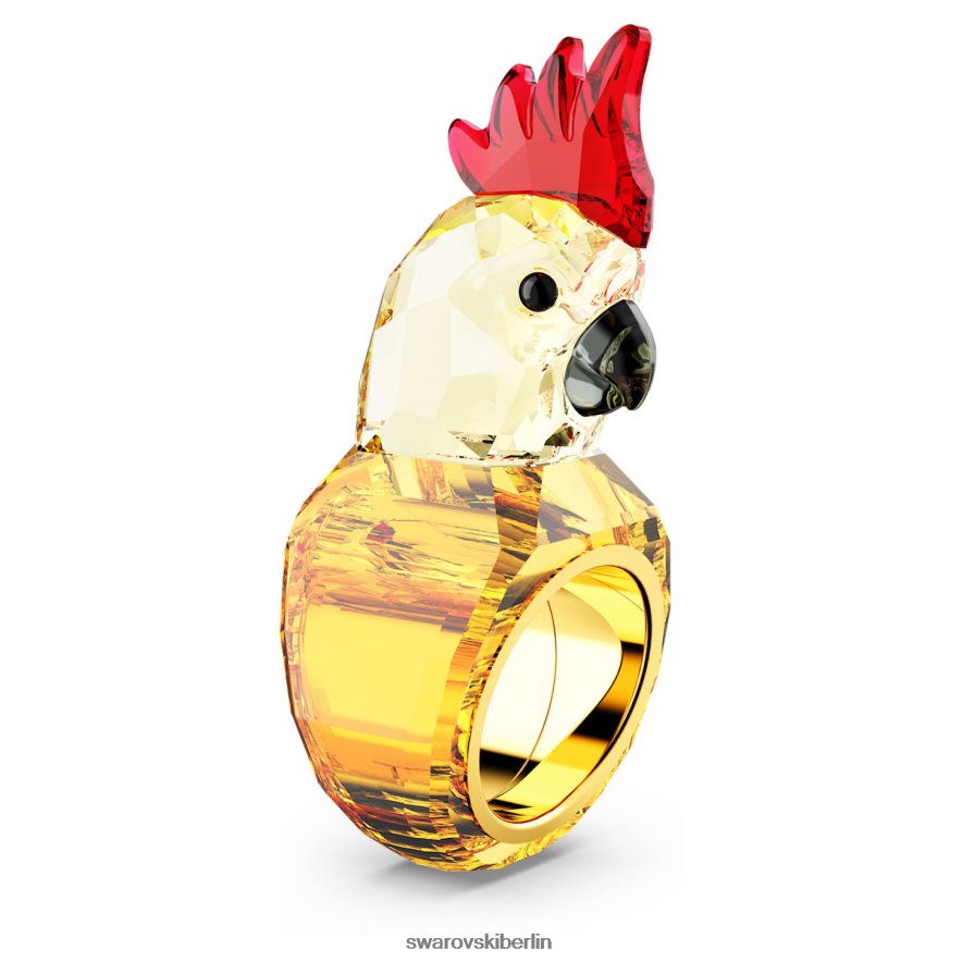 Swarovski Idyllischer Cocktailring Papagei, mehrfarbig, vergoldet Schmuck HLT4481059