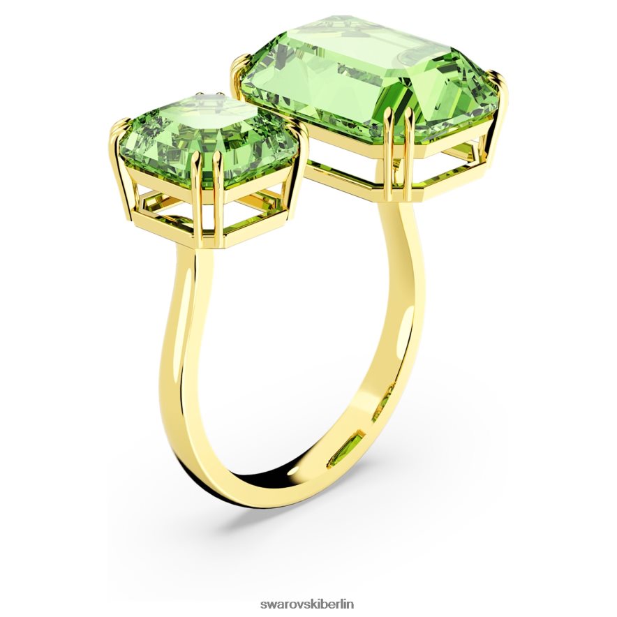 Swarovski Jahrtausende offener Ring Achteckschliff, grün, vergoldet Schmuck HLT4481040