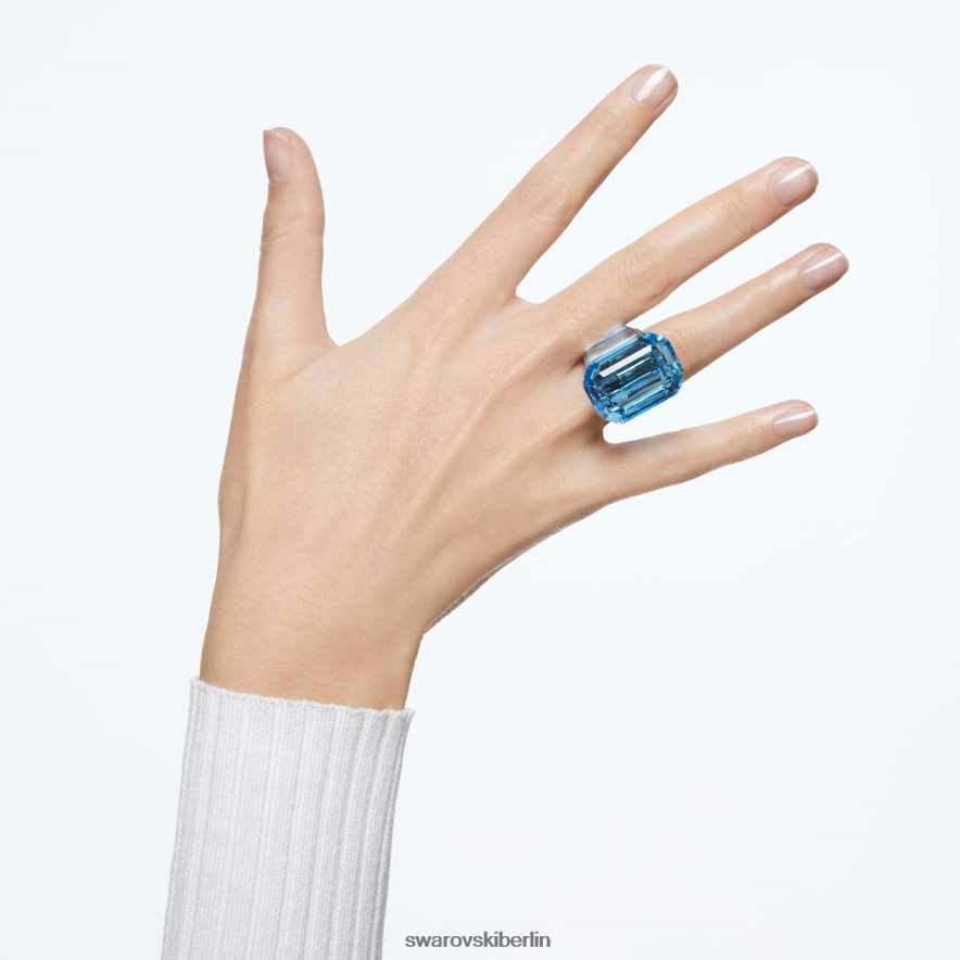 Swarovski Leuchtender Cocktailring Achteckschliff, blau Schmuck HLT4481039