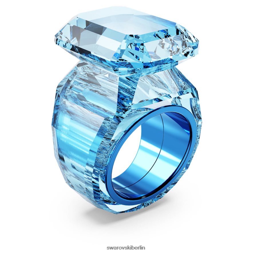 Swarovski Leuchtender Cocktailring Achteckschliff, blau Schmuck HLT4481039