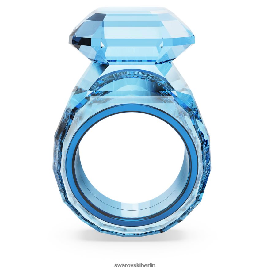 Swarovski Leuchtender Cocktailring Achteckschliff, blau Schmuck HLT4481039