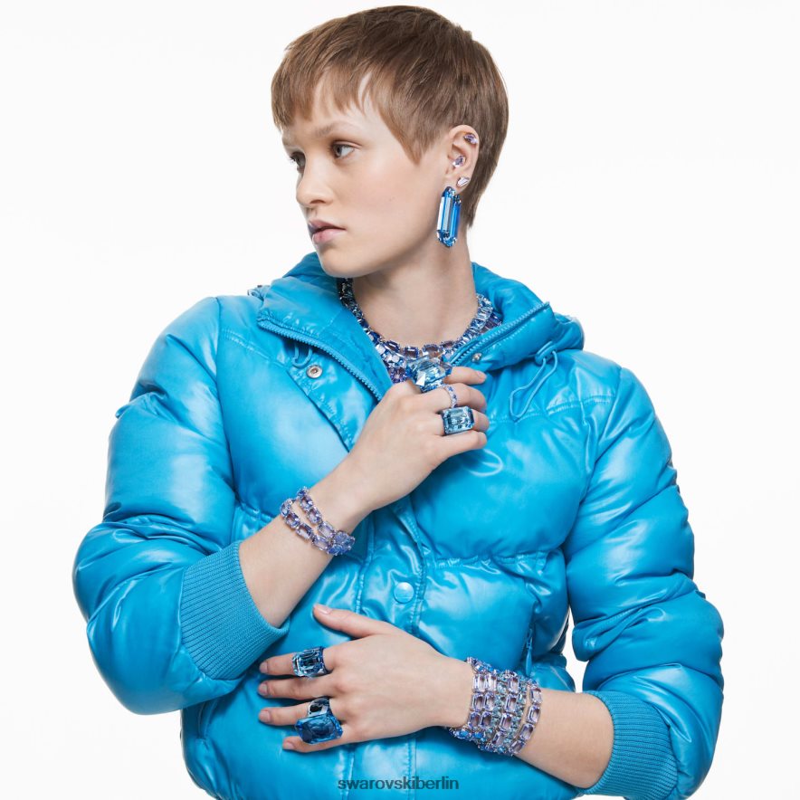 Swarovski Leuchtender Cocktailring Achteckschliff, blau Schmuck HLT4481039