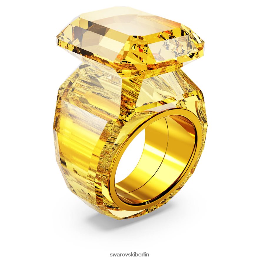 Swarovski Leuchtender Cocktailring Achteckschliff, gelb Schmuck HLT4481033