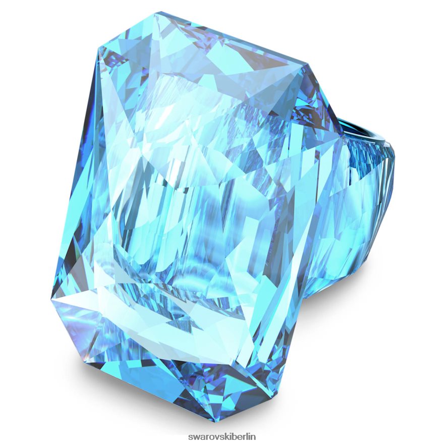 Swarovski Leuchtender Cocktailring Übergroßer Kristall, Achteckschliff, blau Schmuck HLT4481078