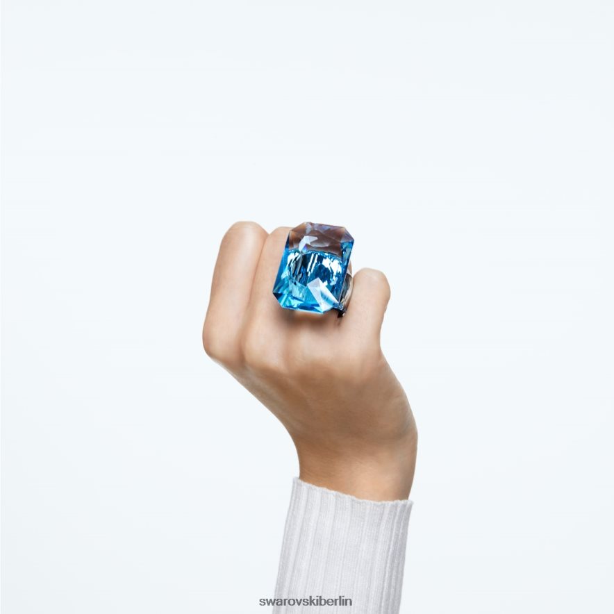 Swarovski Leuchtender Cocktailring Übergroßer Kristall, Achteckschliff, blau Schmuck HLT4481078