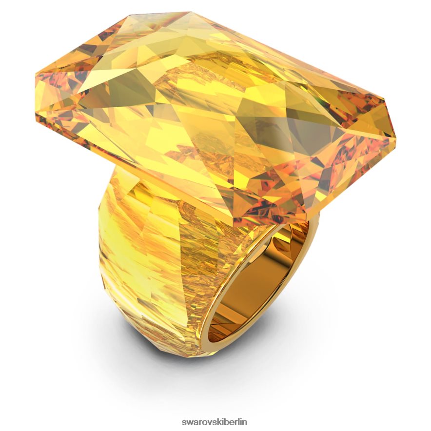 Swarovski Leuchtender Cocktailring Übergroßer Kristall, Achteckschliff, gelb Schmuck HLT4481079