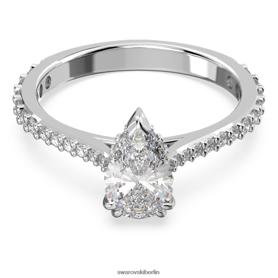 Swarovski Millenia-Cocktailring Birnenschliff, Pavé, weiß, rhodiniert Schmuck HLT448981