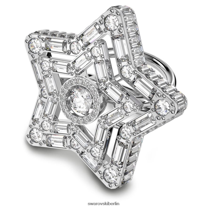 Swarovski Stella Cocktailring Mischschliffe, Stern, weiß, rhodiniert Schmuck HLT4481066