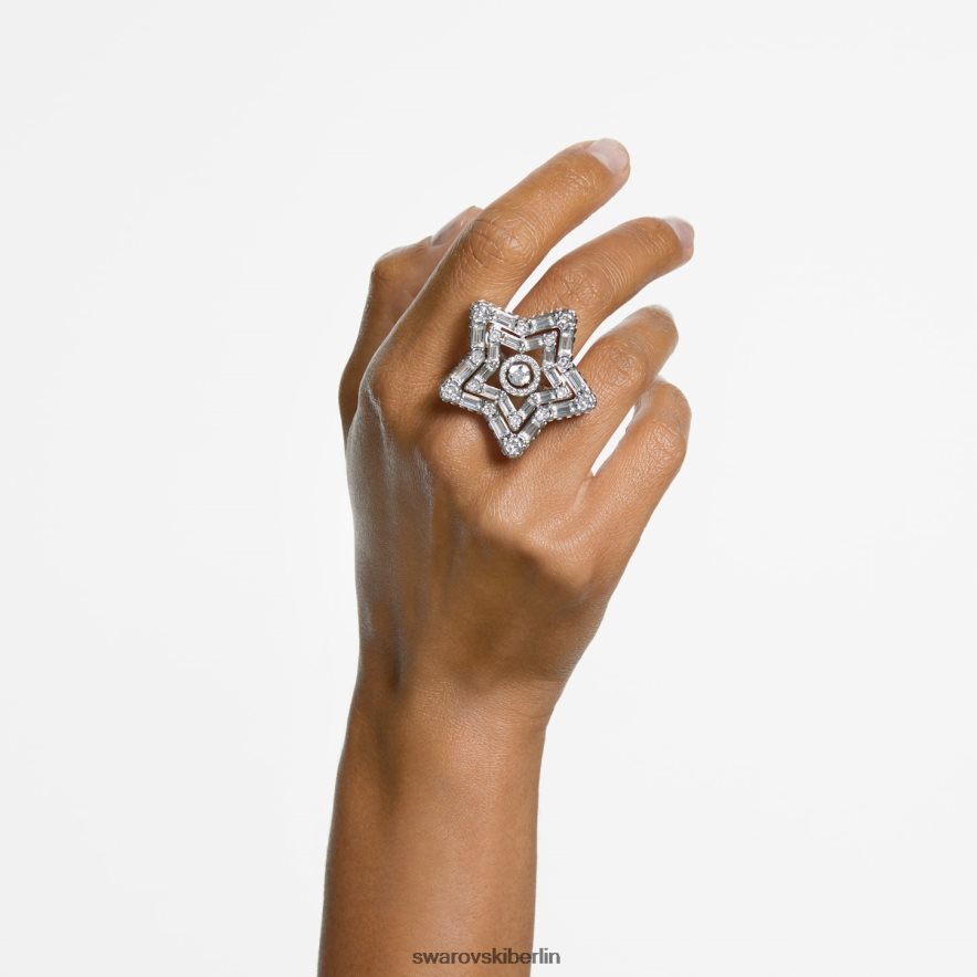 Swarovski Stella Cocktailring Mischschliffe, Stern, weiß, rhodiniert Schmuck HLT4481066