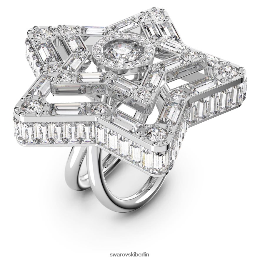 Swarovski Stella Cocktailring Mischschliffe, Stern, weiß, rhodiniert Schmuck HLT4481066