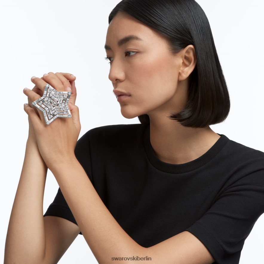 Swarovski Stella-Ring Mischschliffe, Stern, weiß, rhodiniert Schmuck HLT4481068