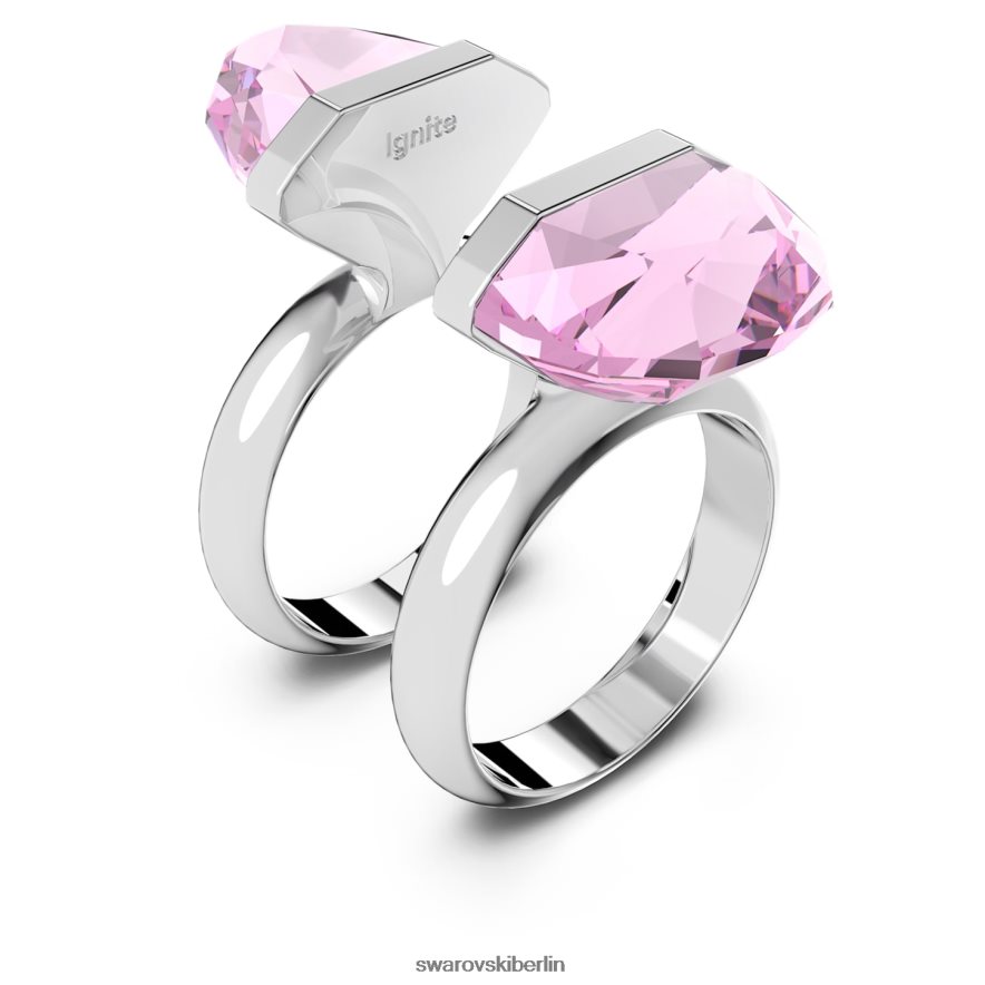 Swarovski transparenter Ring Magnetverschluss, Birnenschliff, rosa, rhodiniert Schmuck HLT4481077