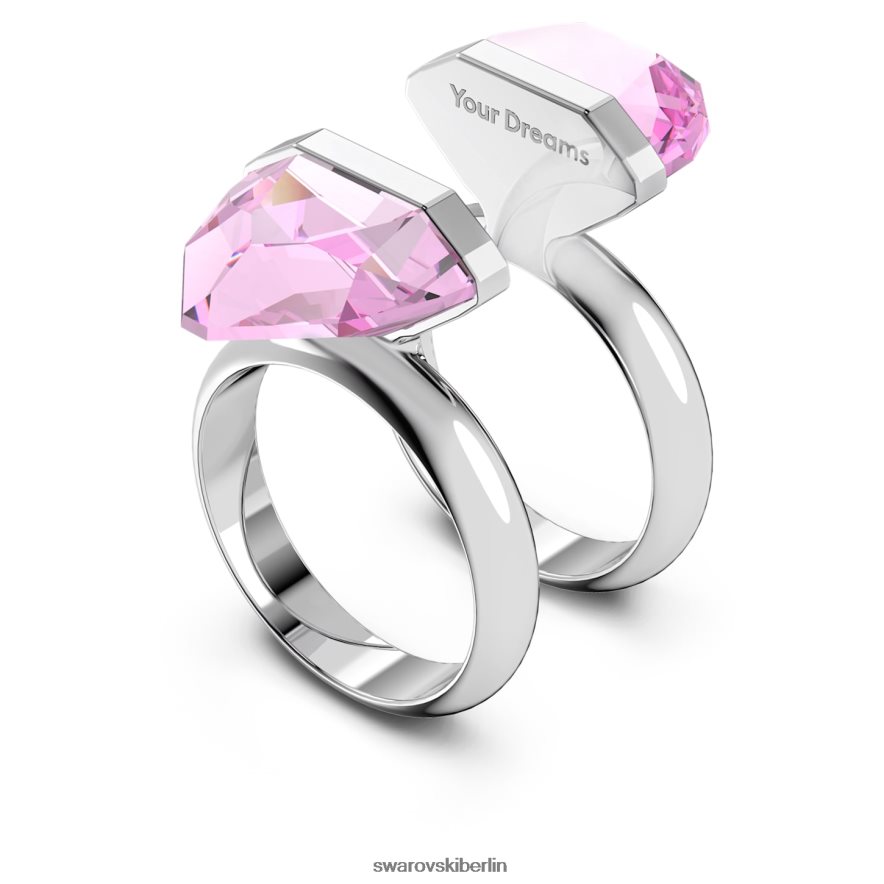 Swarovski transparenter Ring Magnetverschluss, Birnenschliff, rosa, rhodiniert Schmuck HLT4481077