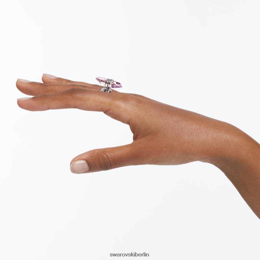Swarovski transparenter Ring Magnetverschluss, Birnenschliff, rosa, rhodiniert Schmuck HLT4481077