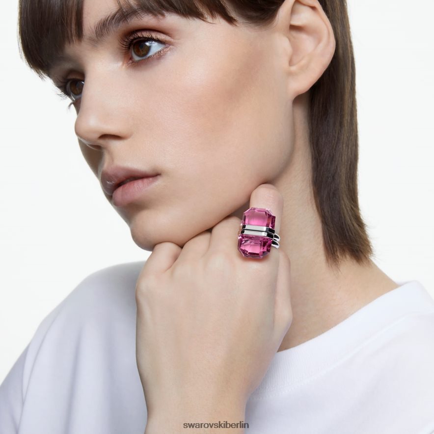 Swarovski transparenter Ring Magnetverschluss, rosa, rhodiniert Schmuck HLT4481052