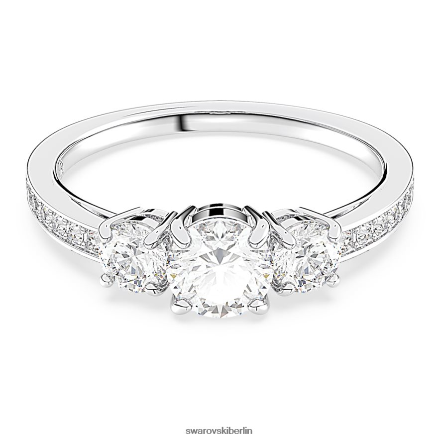 Swarovski Trilogie-Ring anziehen Rundschliff, weiß, rhodiniert Schmuck HLT448977