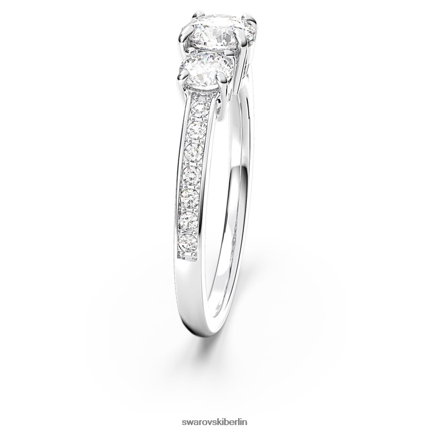 Swarovski Trilogie-Ring anziehen Rundschliff, weiß, rhodiniert Schmuck HLT448977