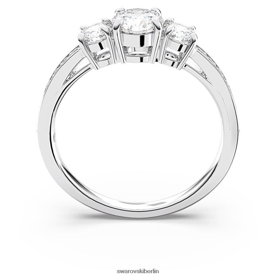 Swarovski Trilogie-Ring anziehen Rundschliff, weiß, rhodiniert Schmuck HLT448977