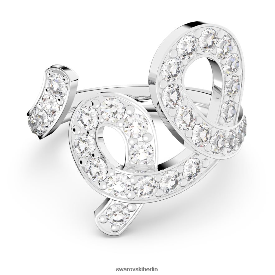 Swarovski Fluenta-Ring neu entzündete Kristalle, weiß, rhodiniert Schmuck HLT4481094