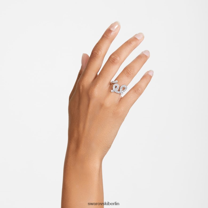 Swarovski Fluenta-Ring neu entzündete Kristalle, weiß, rhodiniert Schmuck HLT4481094