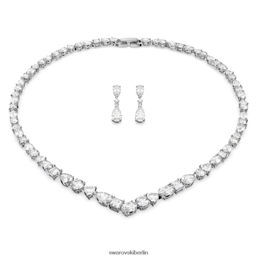 Swarovski Tennis Deluxe V-Set Mischschliffe, weiß, rhodiniert Schmuck HLT448409
