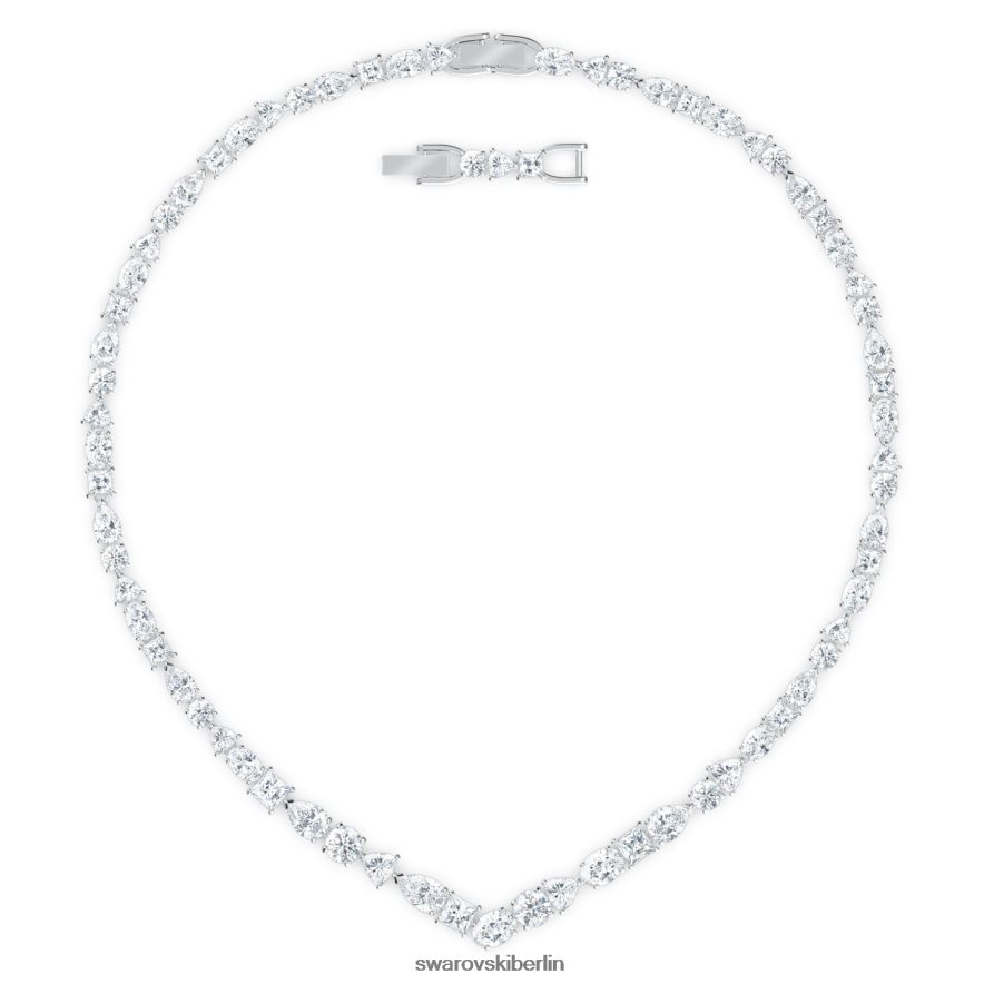Swarovski Tennis Deluxe V-Set Mischschliffe, weiß, rhodiniert Schmuck HLT448409