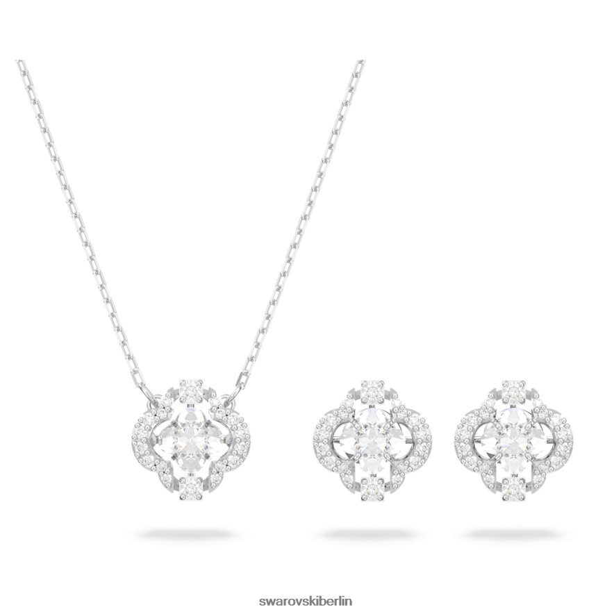 Swarovski funkelndes Tanzset Mischschliffe, Klee, weiß, rhodiniert Schmuck HLT448415