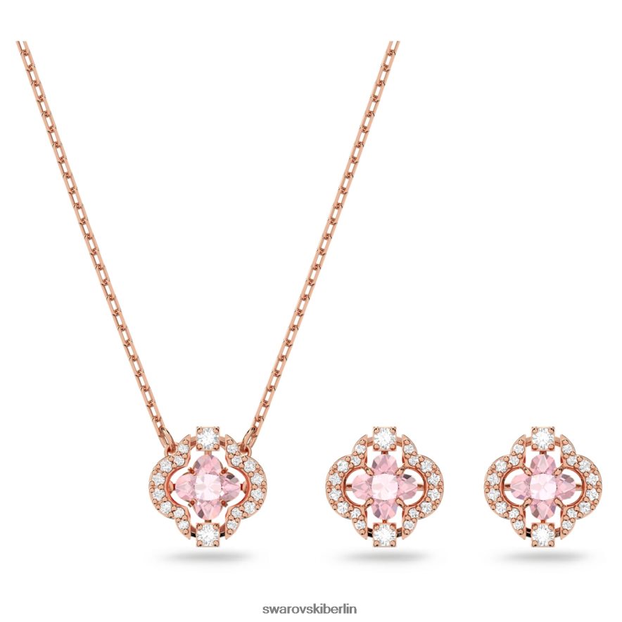 Swarovski funkelndes Tanzset Mischschliffe, Kleeblatt, Rosa, rosévergoldet Schmuck HLT448390
