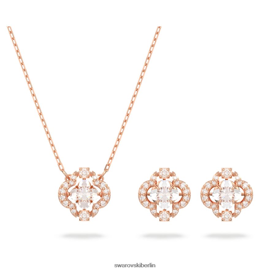 Swarovski funkelndes Tanzset Mischschliffe, Kleeblatt, weiß, rosévergoldet Schmuck HLT448411