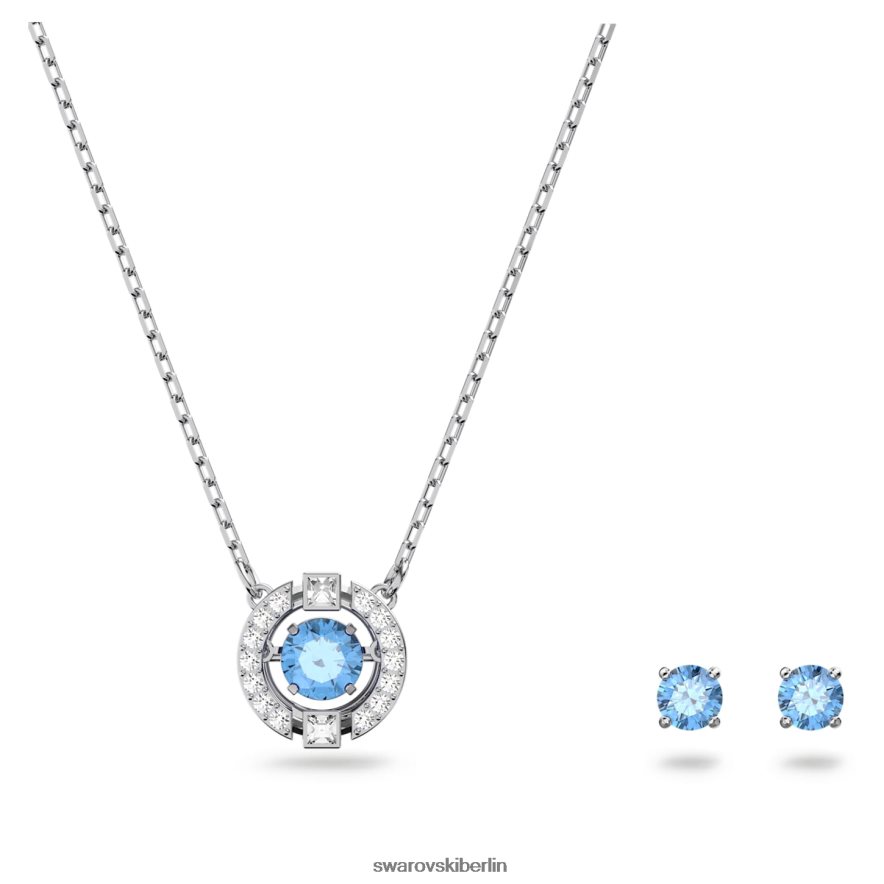 Swarovski funkelndes Tanzset Rundschliff, blau, rhodiniert Schmuck HLT448374