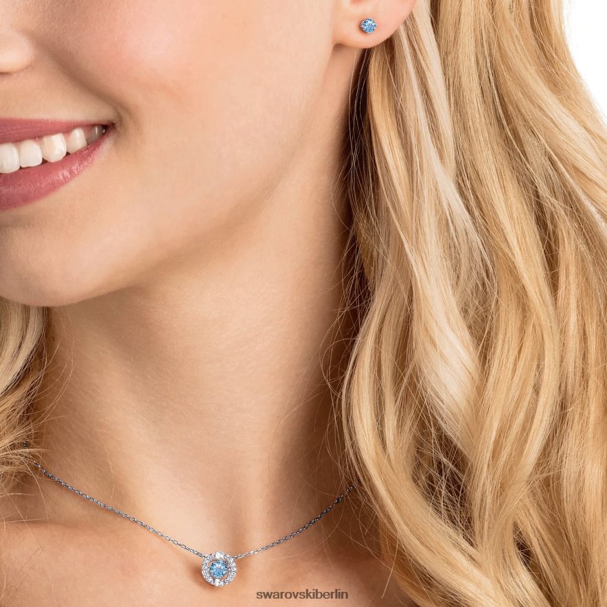 Swarovski funkelndes Tanzset Rundschliff, blau, rhodiniert Schmuck HLT448374