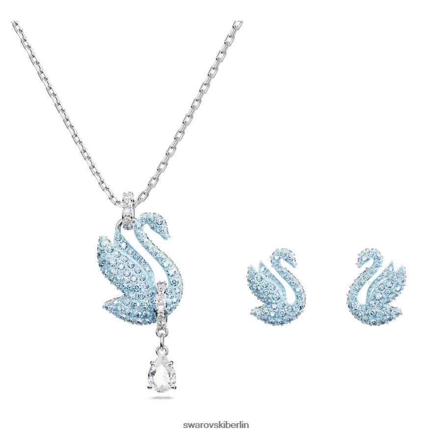 Swarovski ikonisches Schwanenset Schwan, blau, rhodiniert Schmuck HLT448404