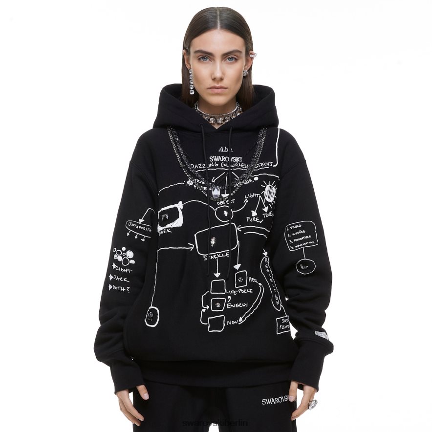 Swarovski Kapuzenpullover mit schillernden farblosen Objekten Schwarz Kapuzenpullis HLT4481509
