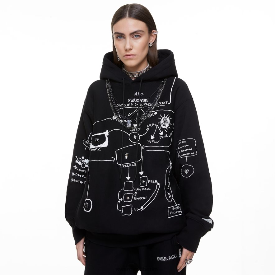 Swarovski Kapuzenpullover mit schillernden farblosen Objekten Schwarz Kapuzenpullis HLT4481509