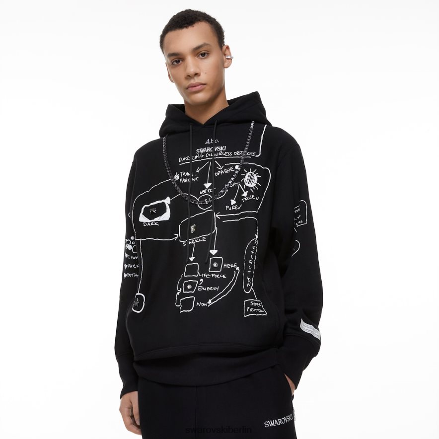 Swarovski Kapuzenpullover mit schillernden farblosen Objekten Schwarz Kapuzenpullis HLT4481509