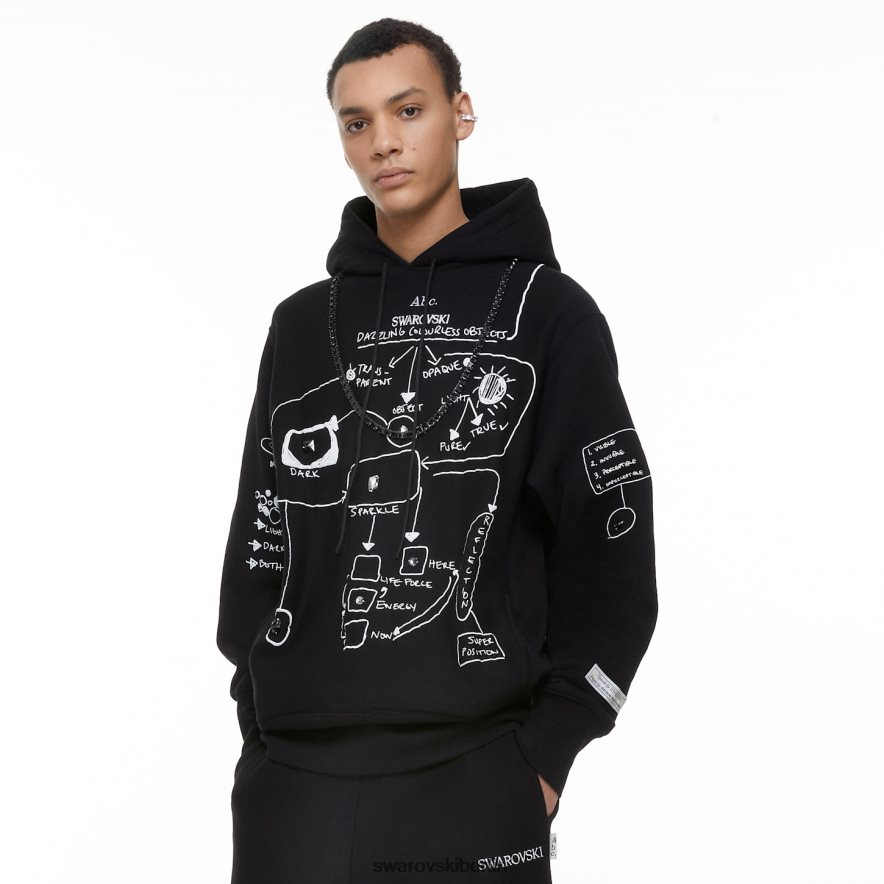 Swarovski Kapuzenpullover mit schillernden farblosen Objekten Schwarz Kapuzenpullis HLT4481509