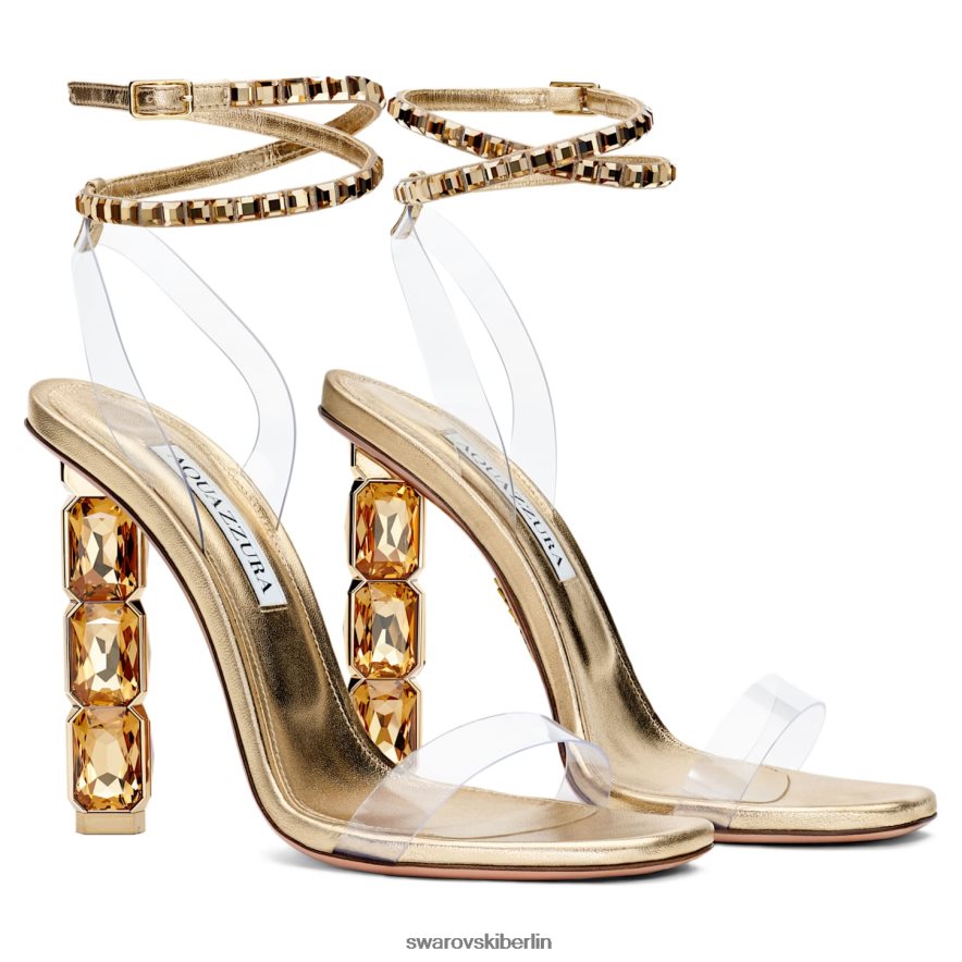 Swarovski Aquazzura Aura Sandale sanfter Goldton Sandalen HLT4481506