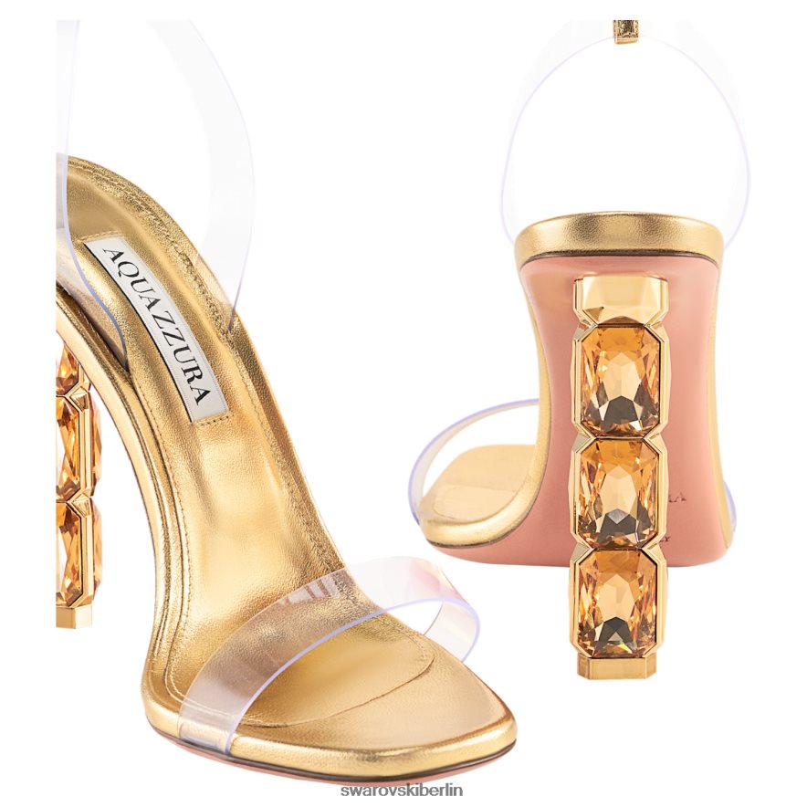 Swarovski Aquazzura Aura Sandale sanfter Goldton Sandalen HLT4481506