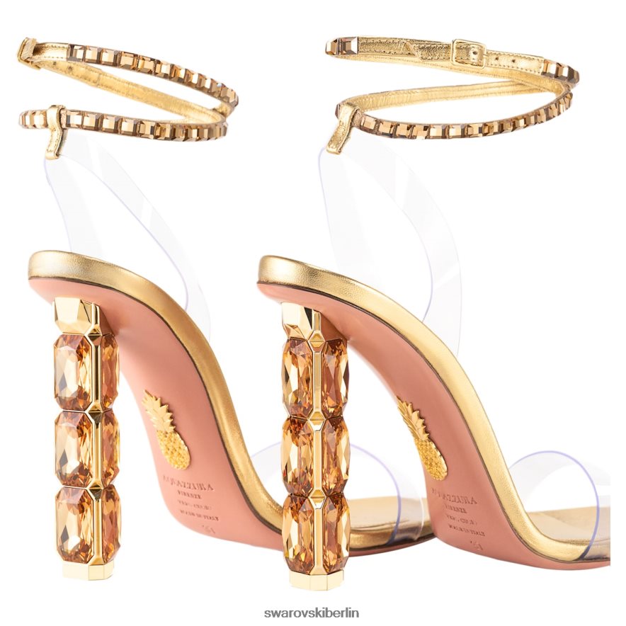 Swarovski Aquazzura Aura Sandale sanfter Goldton Sandalen HLT4481506