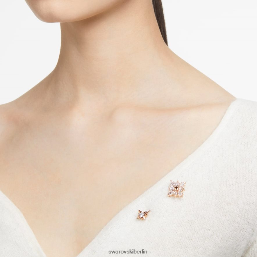 Swarovski Stella-Brosche Drachenschliff, Stern, weiß, rosévergoldet Zubehör HLT4481102